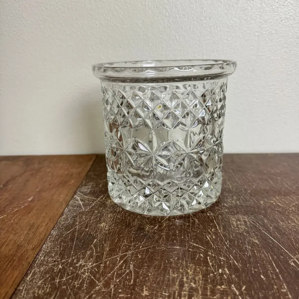 Vintage Cut Crystal Biscuit Jar NO LID Utensil Storage Container‎